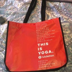 Large red and white lulu lemon bag